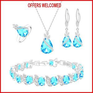 Alloy Plated Platinum Jewelry Set with Adjustable Ring
